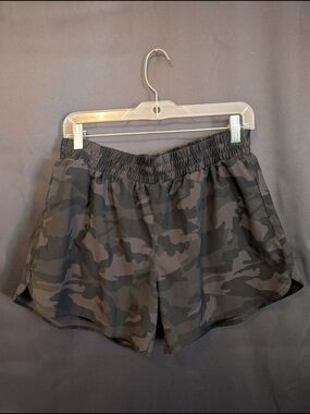 Athletic Works Women’s Camouflage Athletic Shorts - Black/Grey Built In Shorts